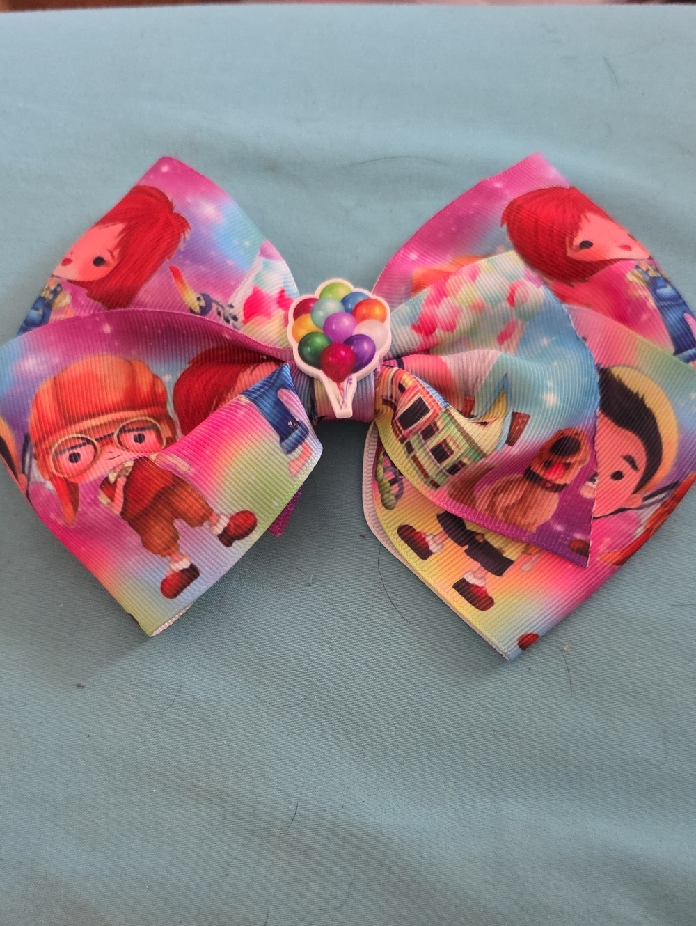 "UP"  Disney Pink Character Print Hair Bow with Balloon Charm